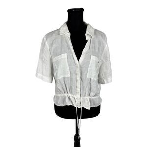 Tommy Hilfiger White Gauzy Cotton Crop Top - Women’s M